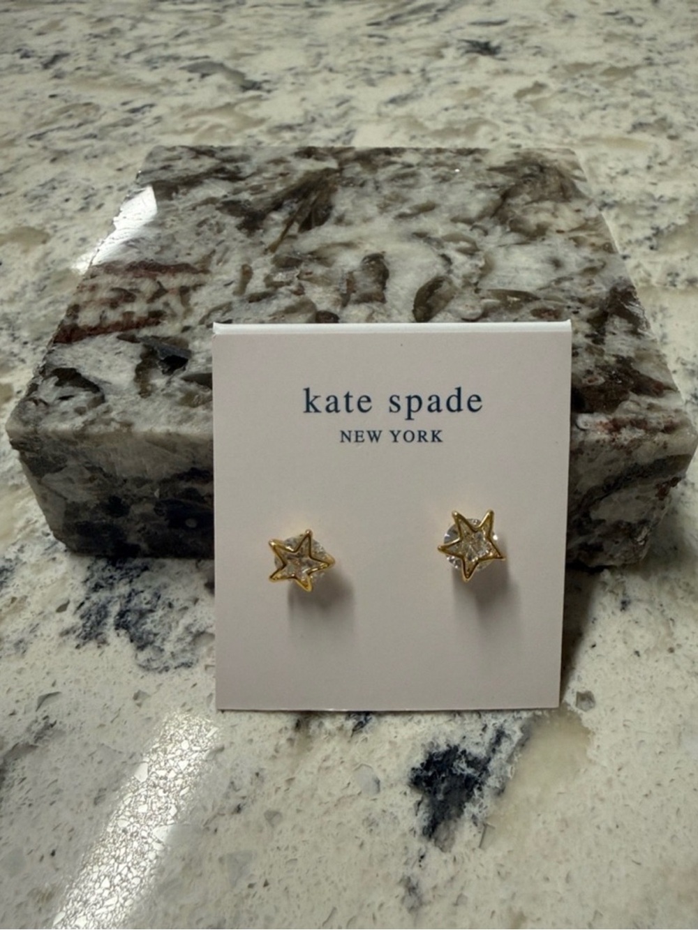 kate spade gold and clear star stud earrings for kids - sparkling center
